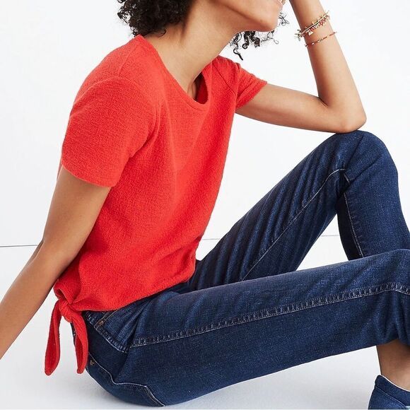 Madewell Texture & Thread Modern Side-Tie Top Womens S Red - Picture 1 of 10